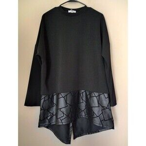 NWT Efraze Black Long Sleeve Tunic Dress with Burnout Detail Size 14/16